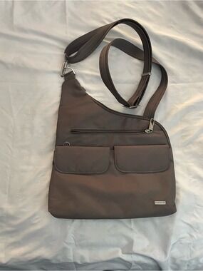 Travelon Anti-Theft Brown Crossbody Sling Bag with Front Flap Pockets